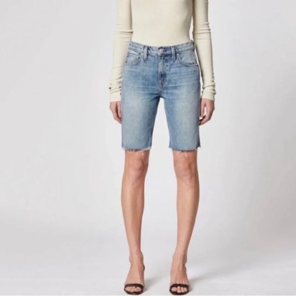 HUDSON Women’s Freya High-Rise Raw Hem Denim Biker Shorts Size 31 NWT - Picture 3 of 10
